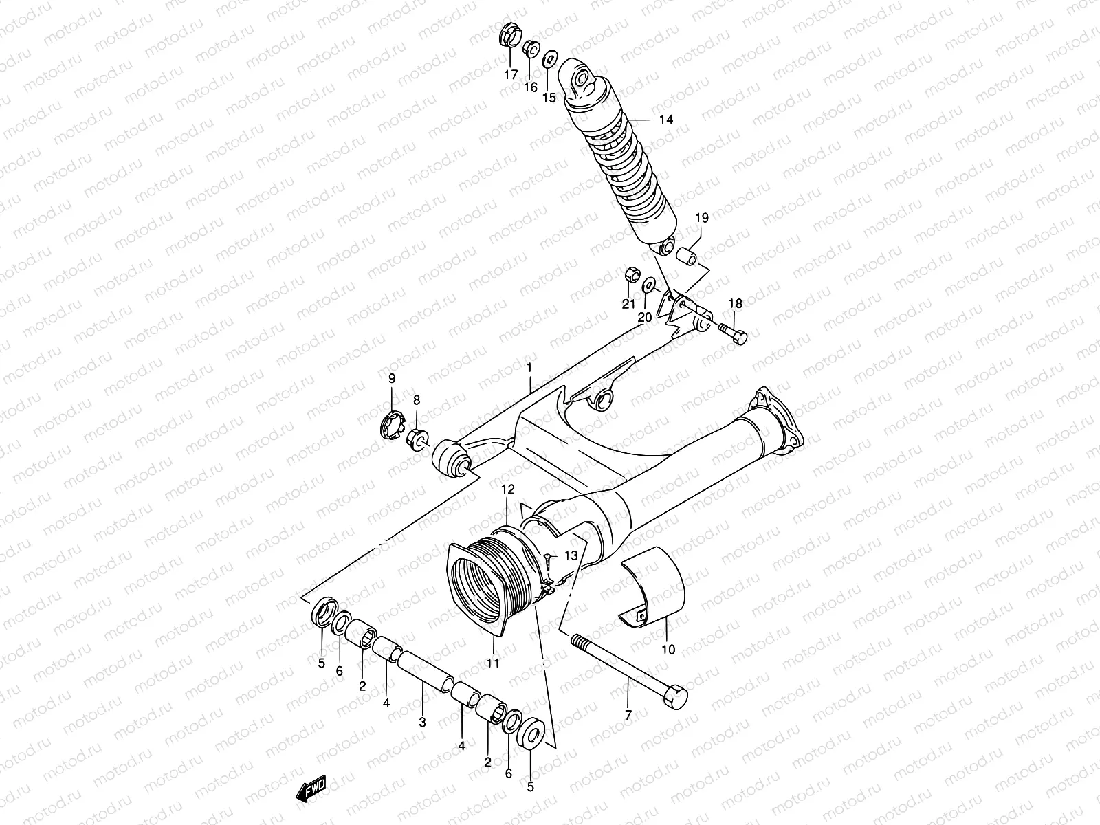 53 - REAR SWINGING ARM (MODEL T/V/W/X/Y)