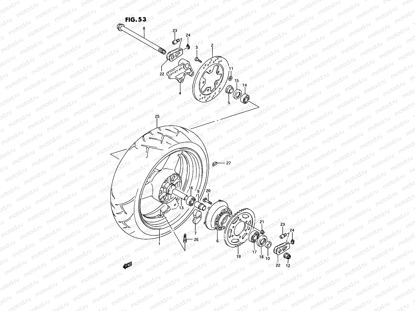 53 - REAR WHEEL (MODEL N/P)