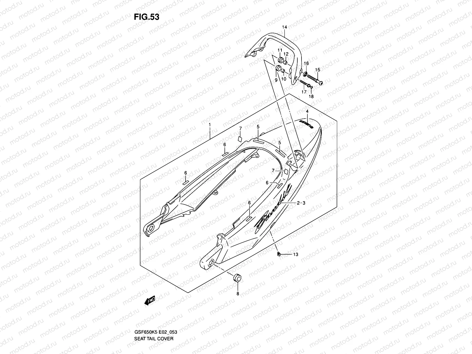 53 - SEAT TAIL COVER (GSF650K5/UK5/AK5/UAK5)