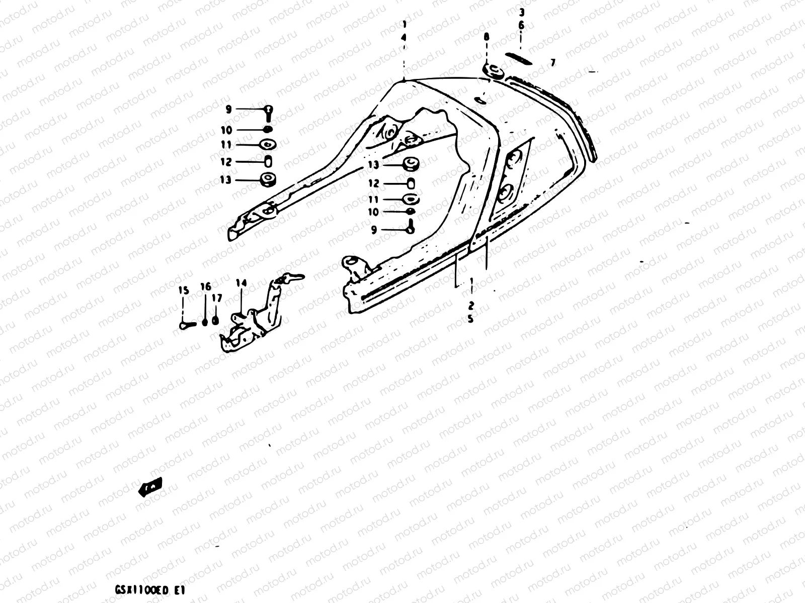 53 - SEAT TAIL COVER (GSX1100XD/EXD)