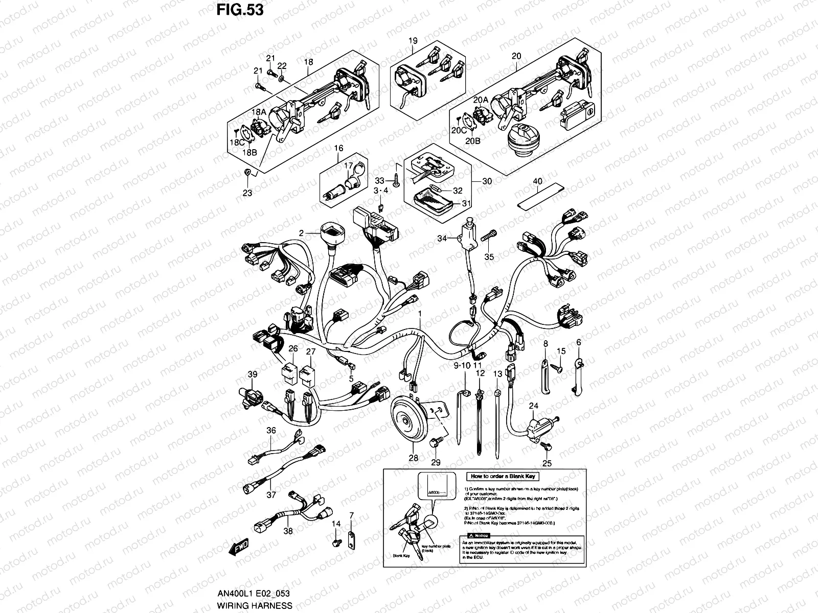 53 - WIRING HARNESS (IMOBI) (AN400L1 E19)
