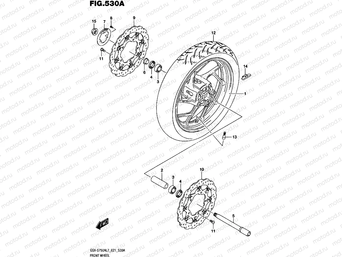 530A - FRONT WHEEL (GSX-S750AL7 E21)