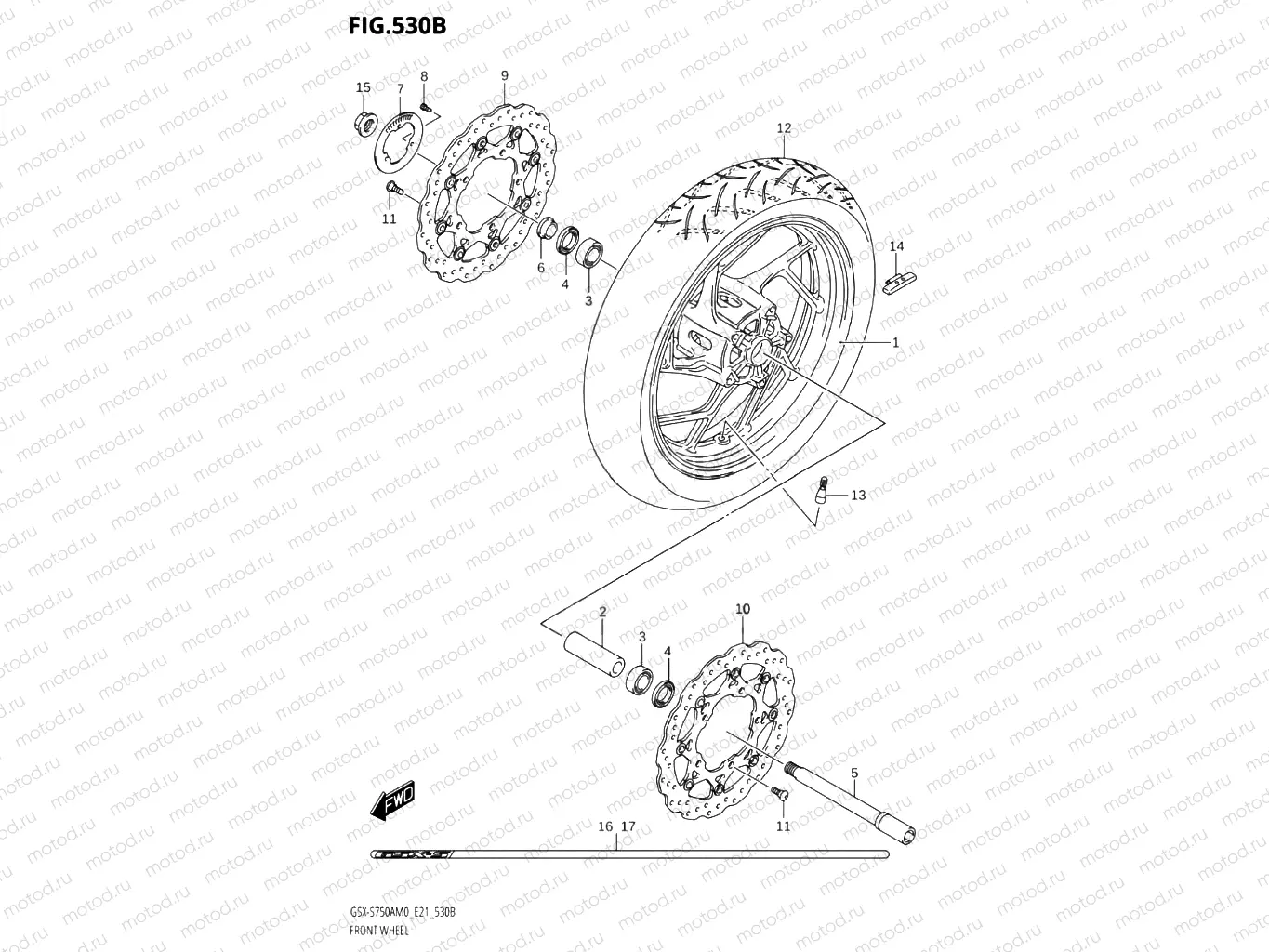 530B - FRONT WHEEL (GSX-S750AZ,GSX-S750UQZ,GSX-S750WQZ)