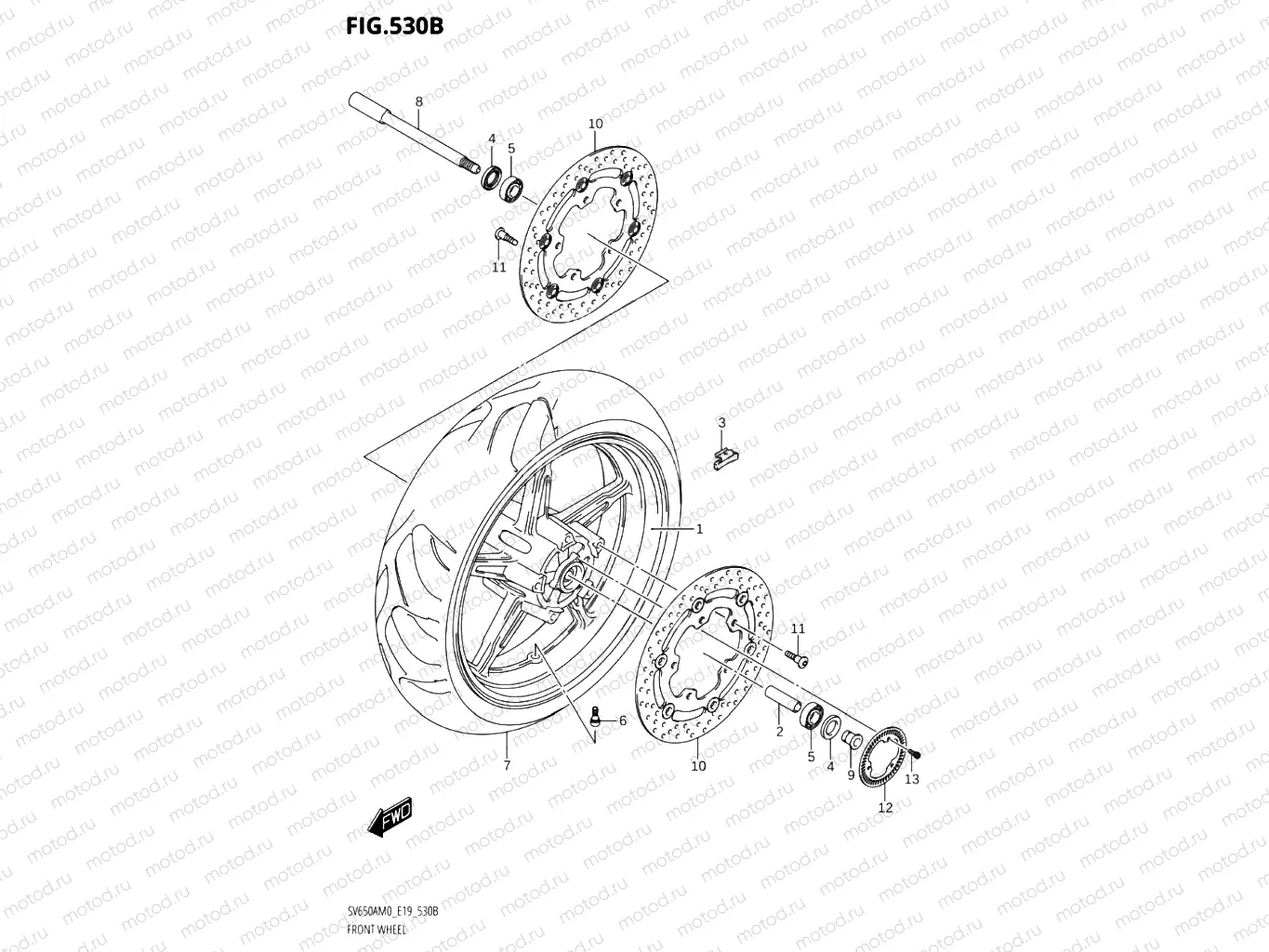 530B - FRONT WHEEL (SV650XA,SV650XAU)