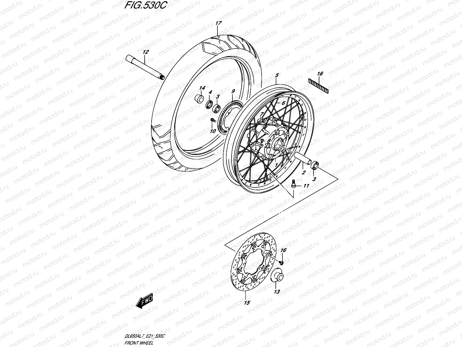 530C - FRONT WHEEL (DL650XAL7 E21)