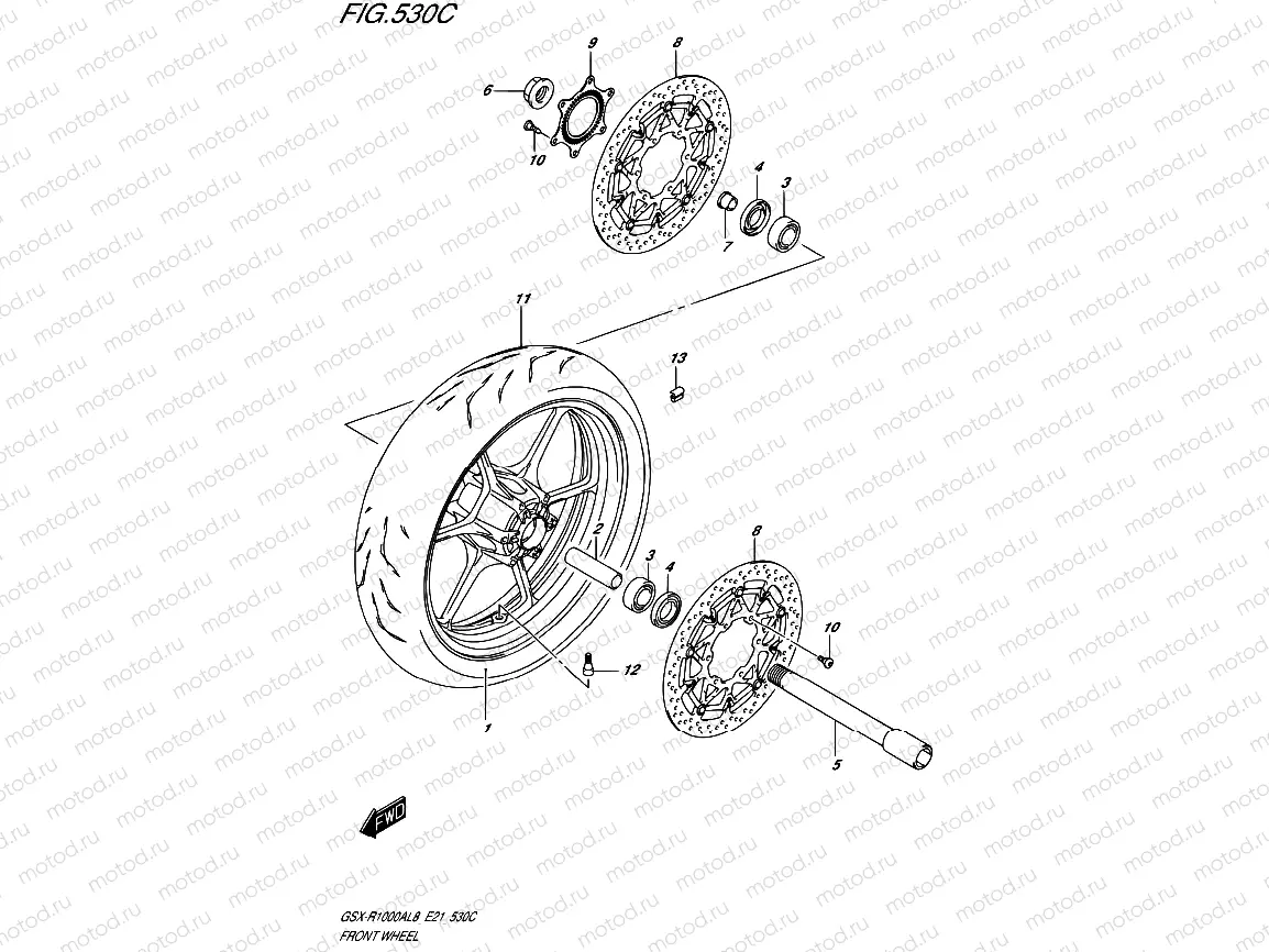 530C - FRONT WHEEL (GSX-R1000RZAL8 E21)