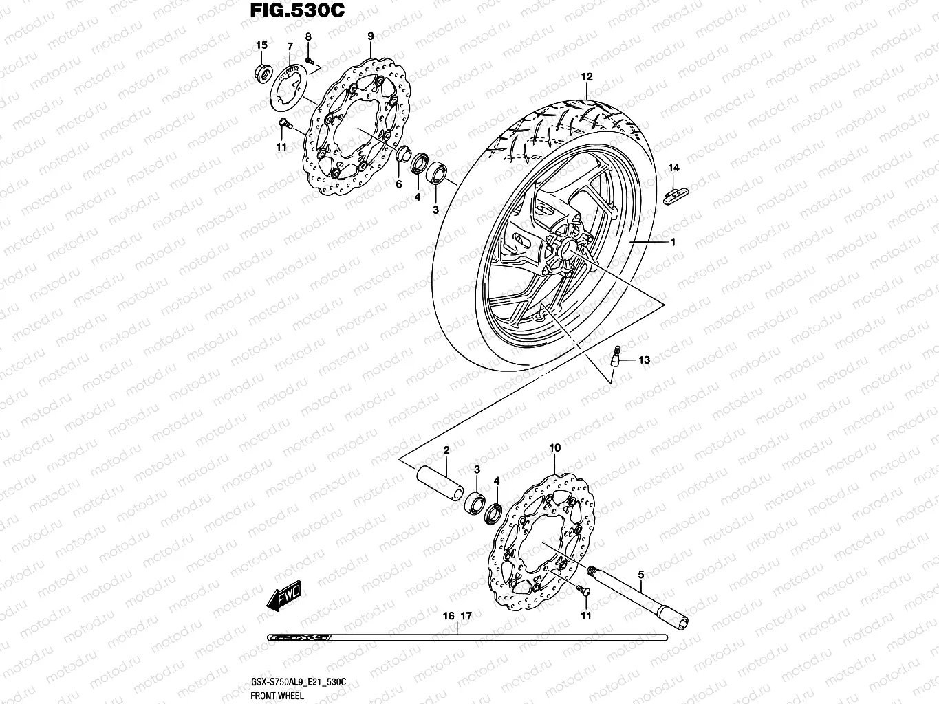 530C - FRONT WHEEL (GSX-S750ZAL9 E21)