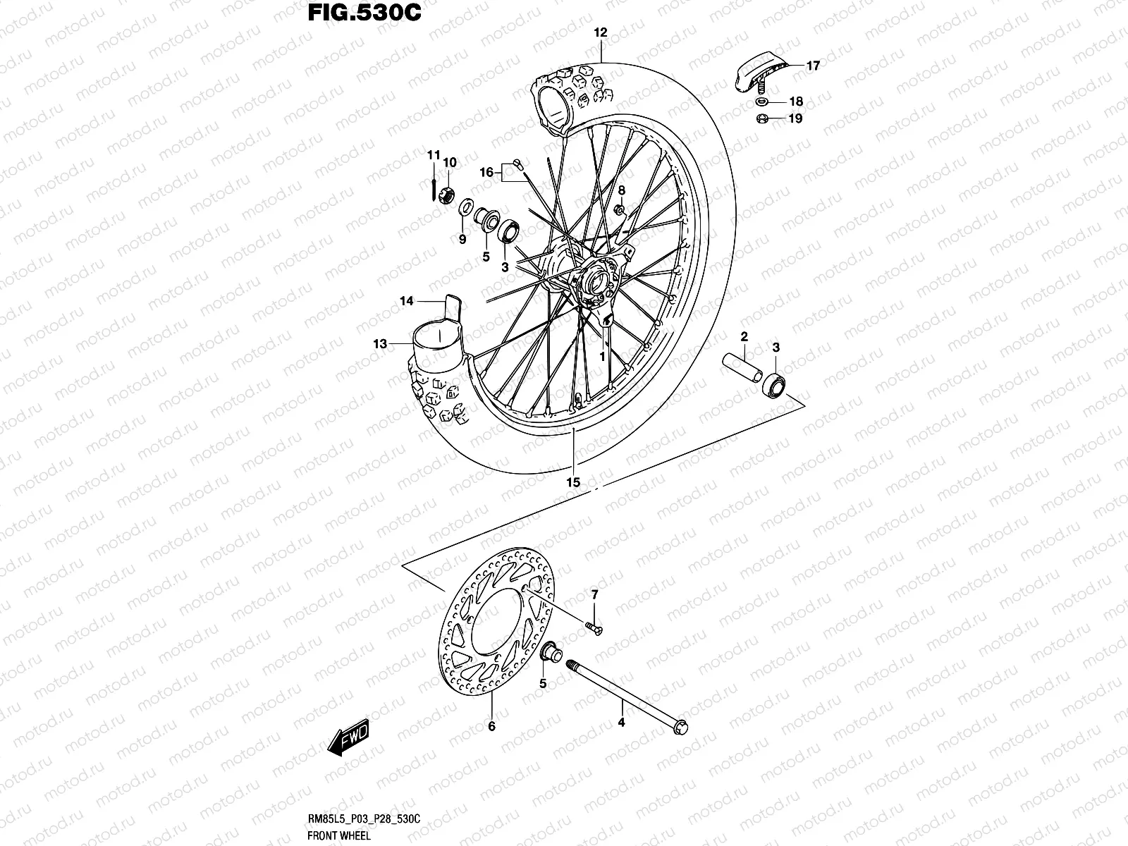 530C - FRONT WHEEL (RM85LL5 P28)