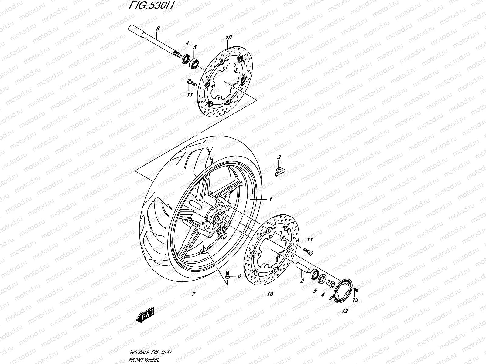 530H - FRONT WHEEL (SV650XAUL9 E19)
