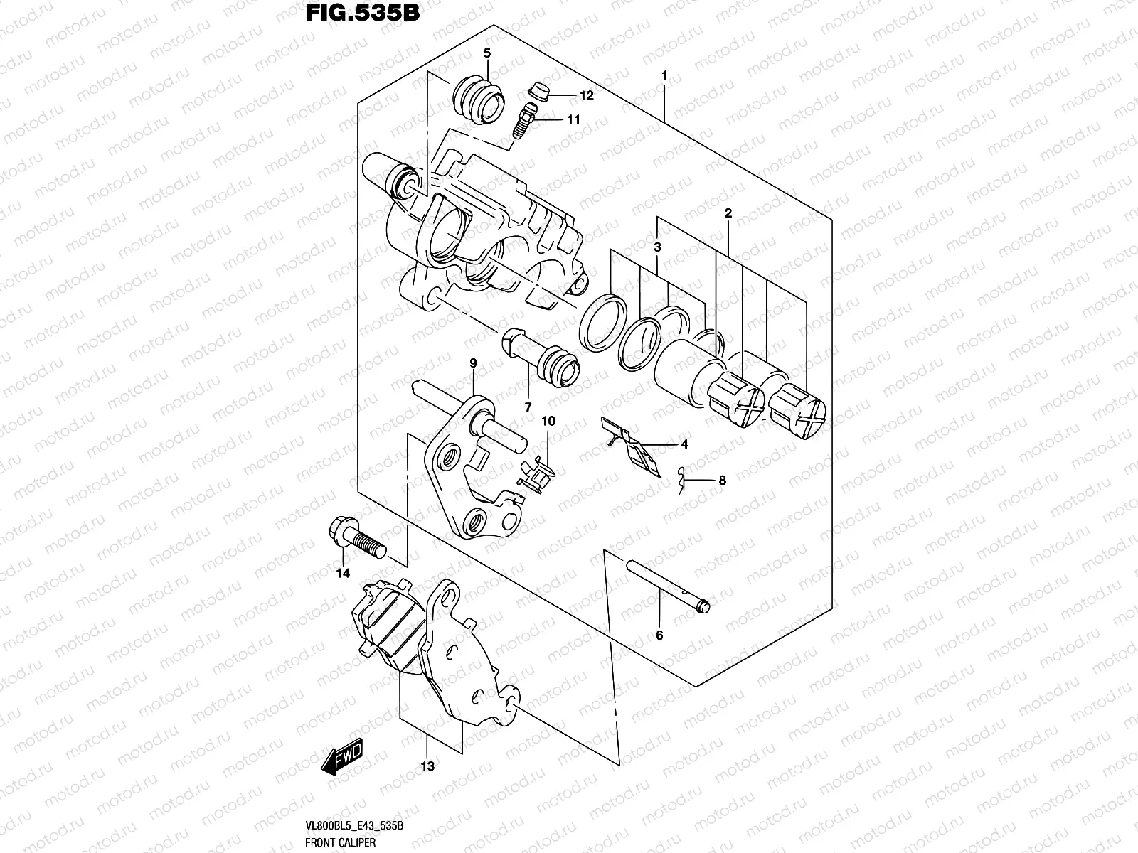 535B - FRONT CALIPER (VL800BL5 E43)
