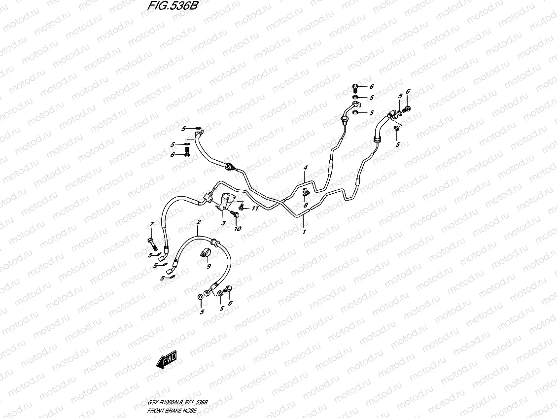 536B - FRONT BRAKE HOSE (GSX-R1000RZAL8 E21)