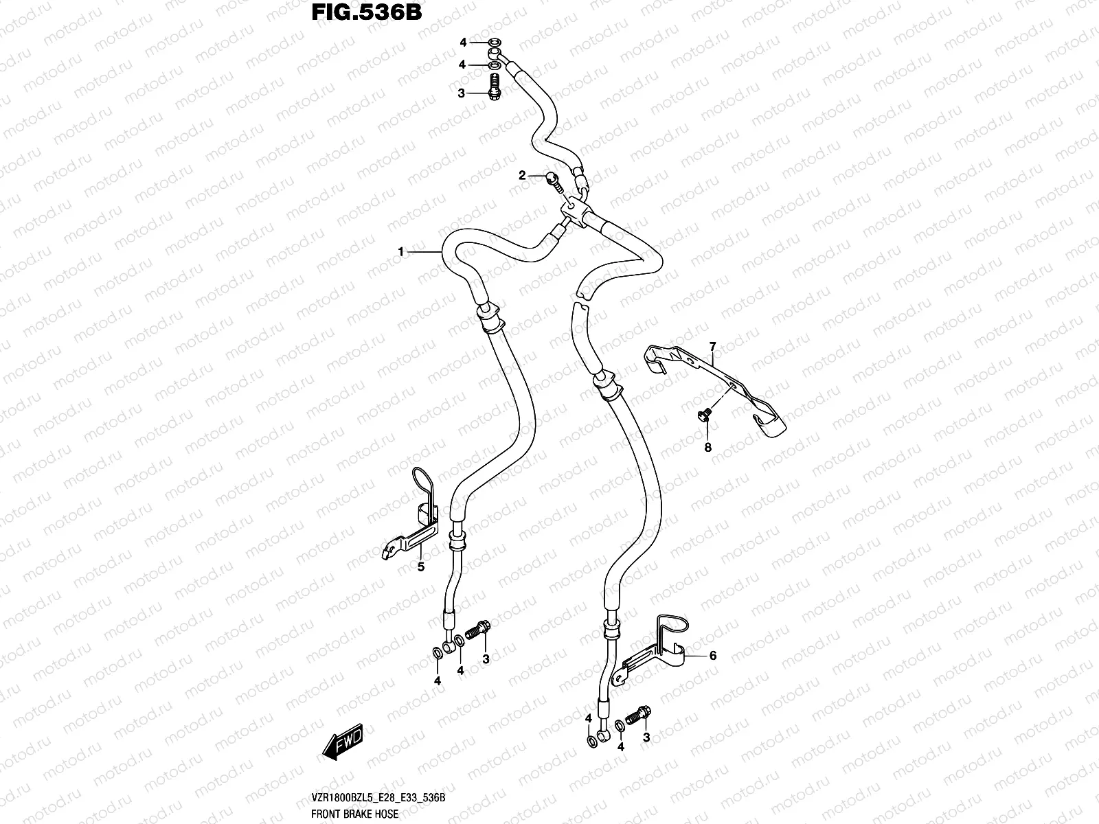 536B - FRONT BRAKE HOSE (VZR1800BZL5 E33)