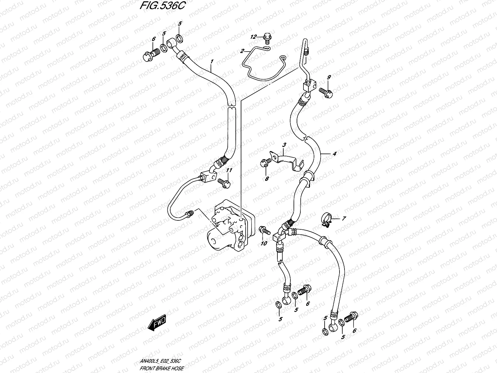 536C - FRONT BRAKE HOSE (AN400AL5 E19)