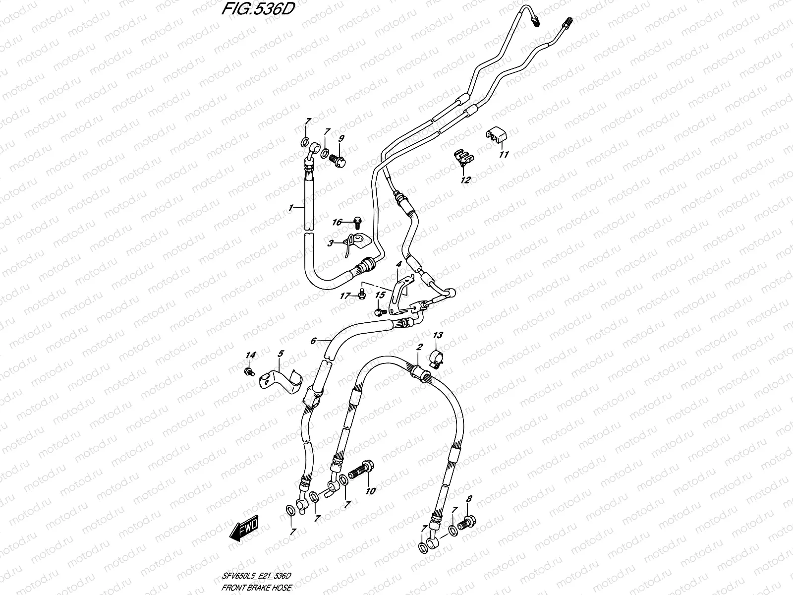 536D - FRONT BRAKE HOSE (SFV650UAL5 E21)