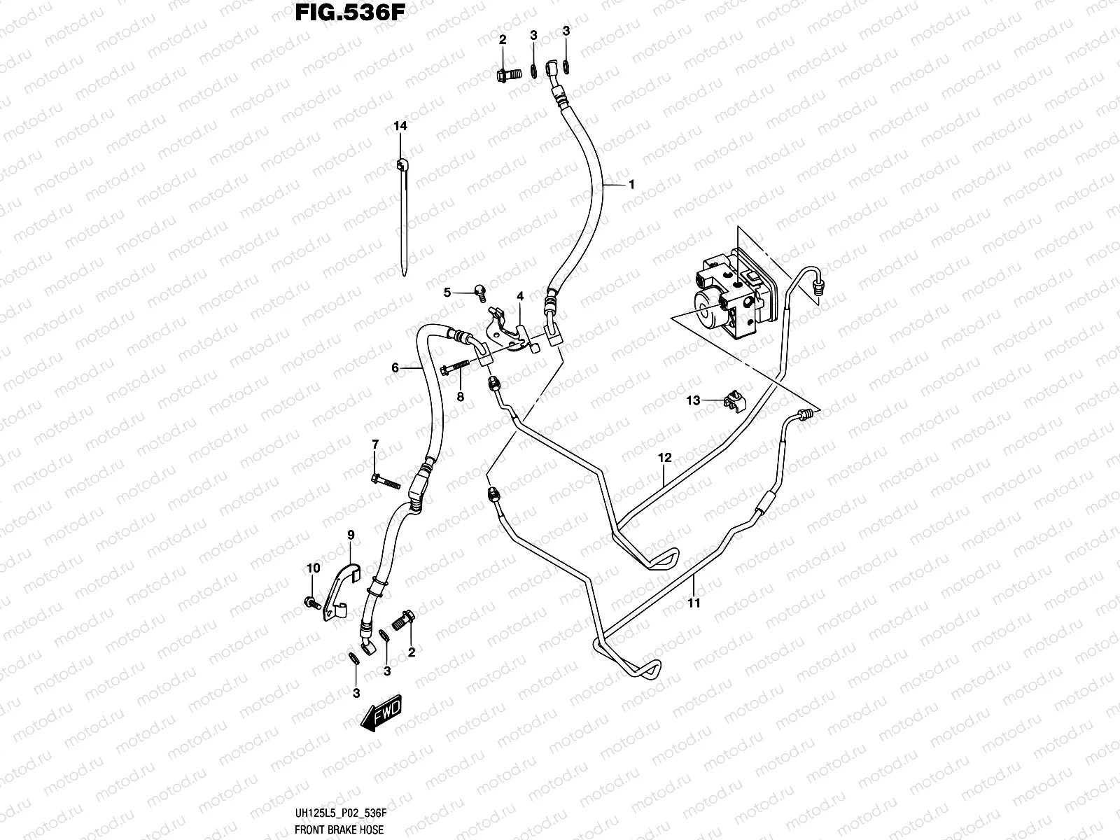 536F - FRONT BRAKE HOSE (UH125AL5 P19)
