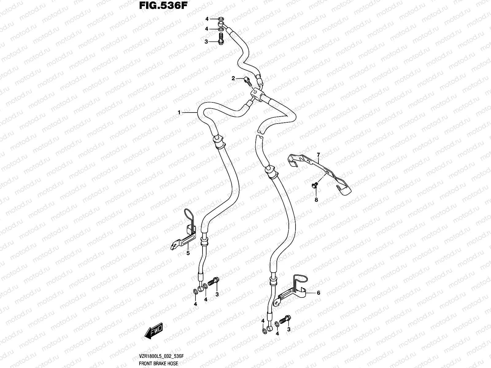 536F - FRONT BRAKE HOSE (VZR1800BZUFL5 E19)