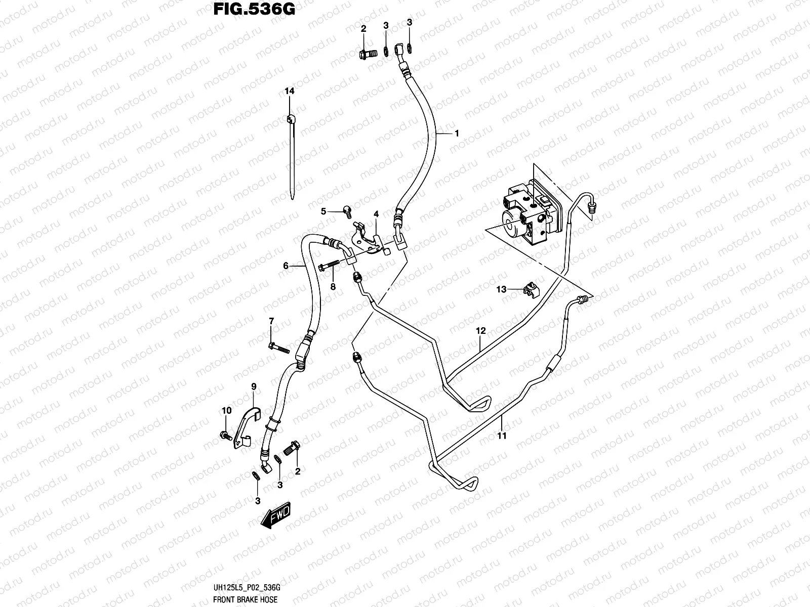 536G - FRONT BRAKE HOSE (UH125AL5 P34)