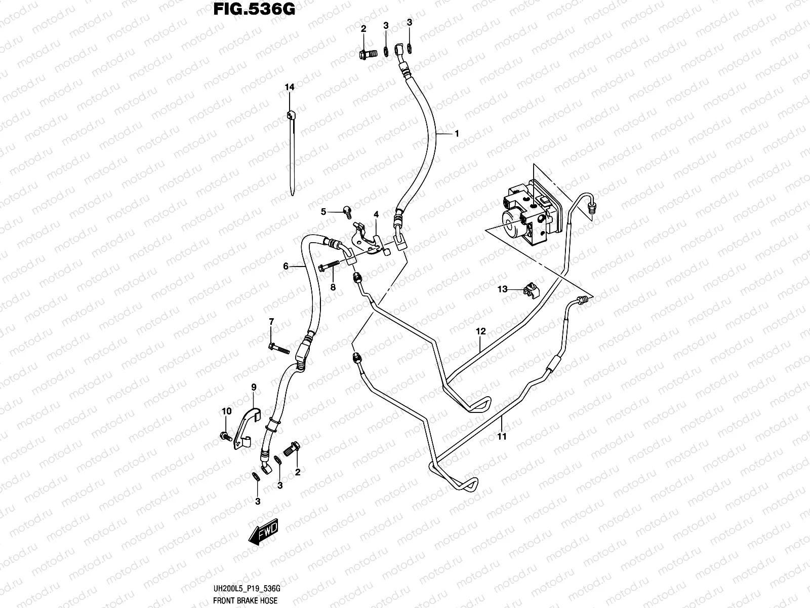 536G - FRONT BRAKE HOSE (UH200AL5 P34)