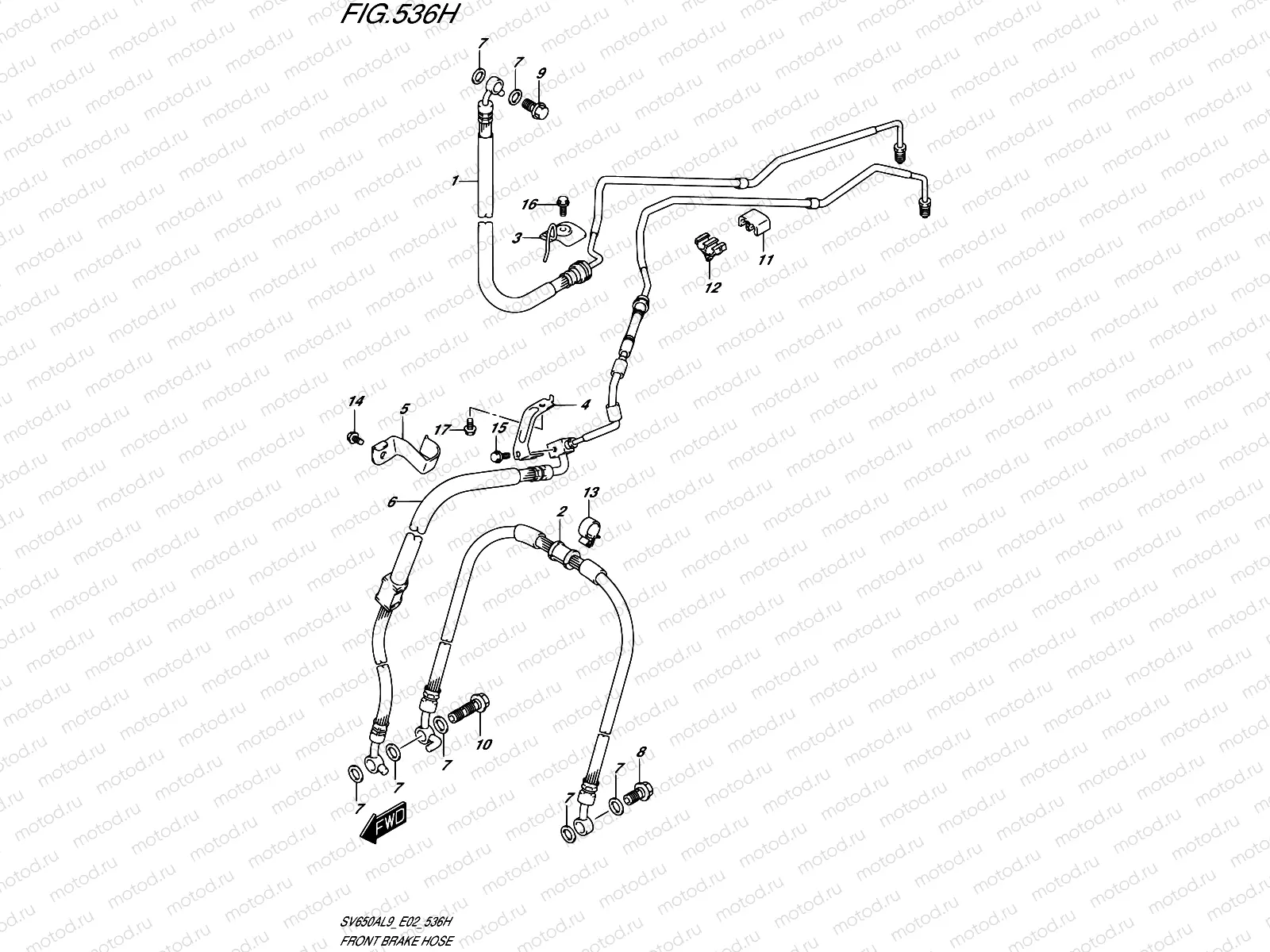 536H - FRONT BRAKE HOSE (SV650XAUL9 E19)