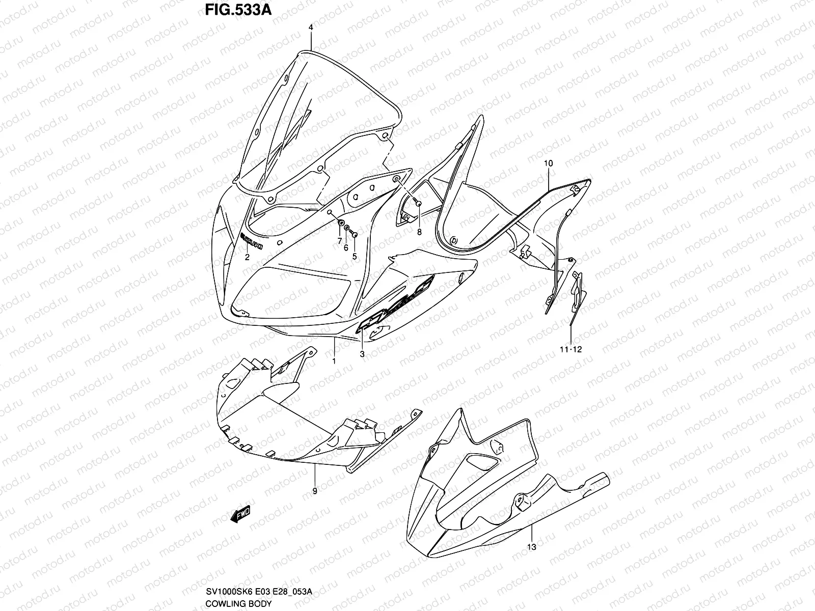 53A - COWLING BODY (SV1000SK7)