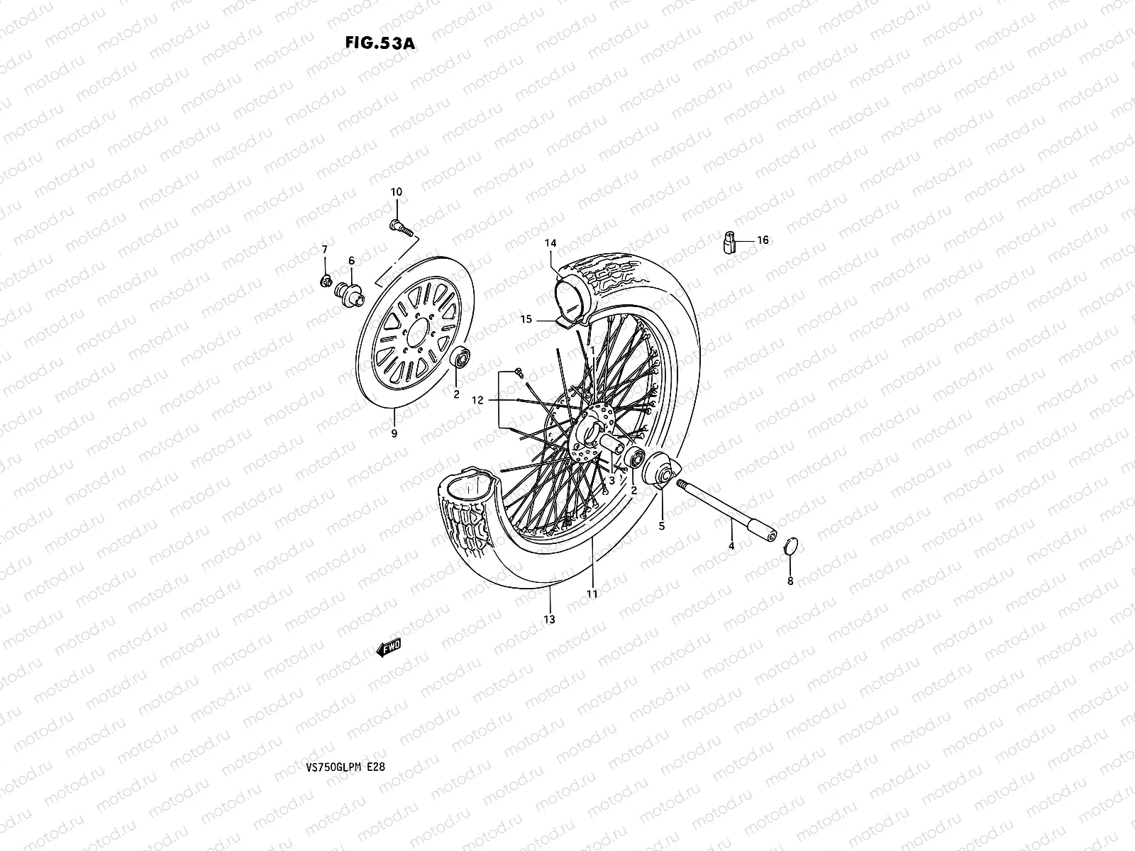 53A - FRONT WHEEL (MODEL J/K/L/M)