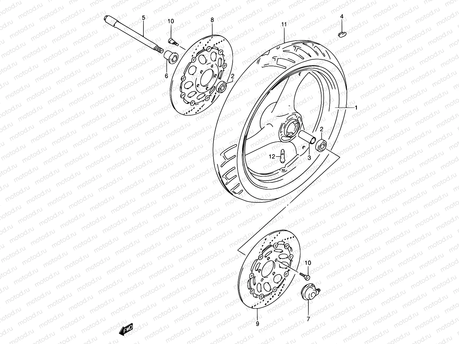53A - FRONT WHEEL (MODEL S/T/V)