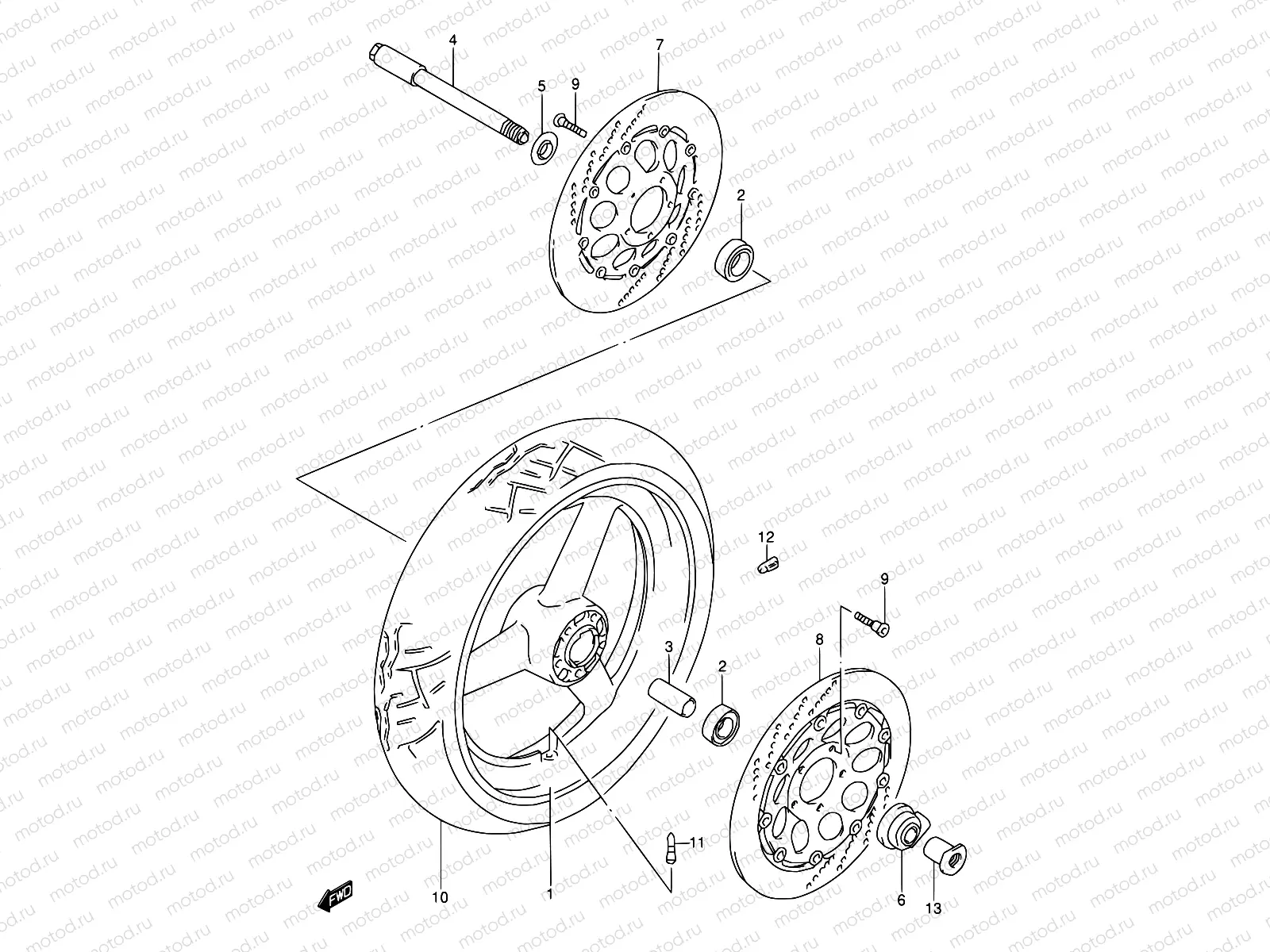 53A - FRONT WHEEL (MODEL S/T/V/W)