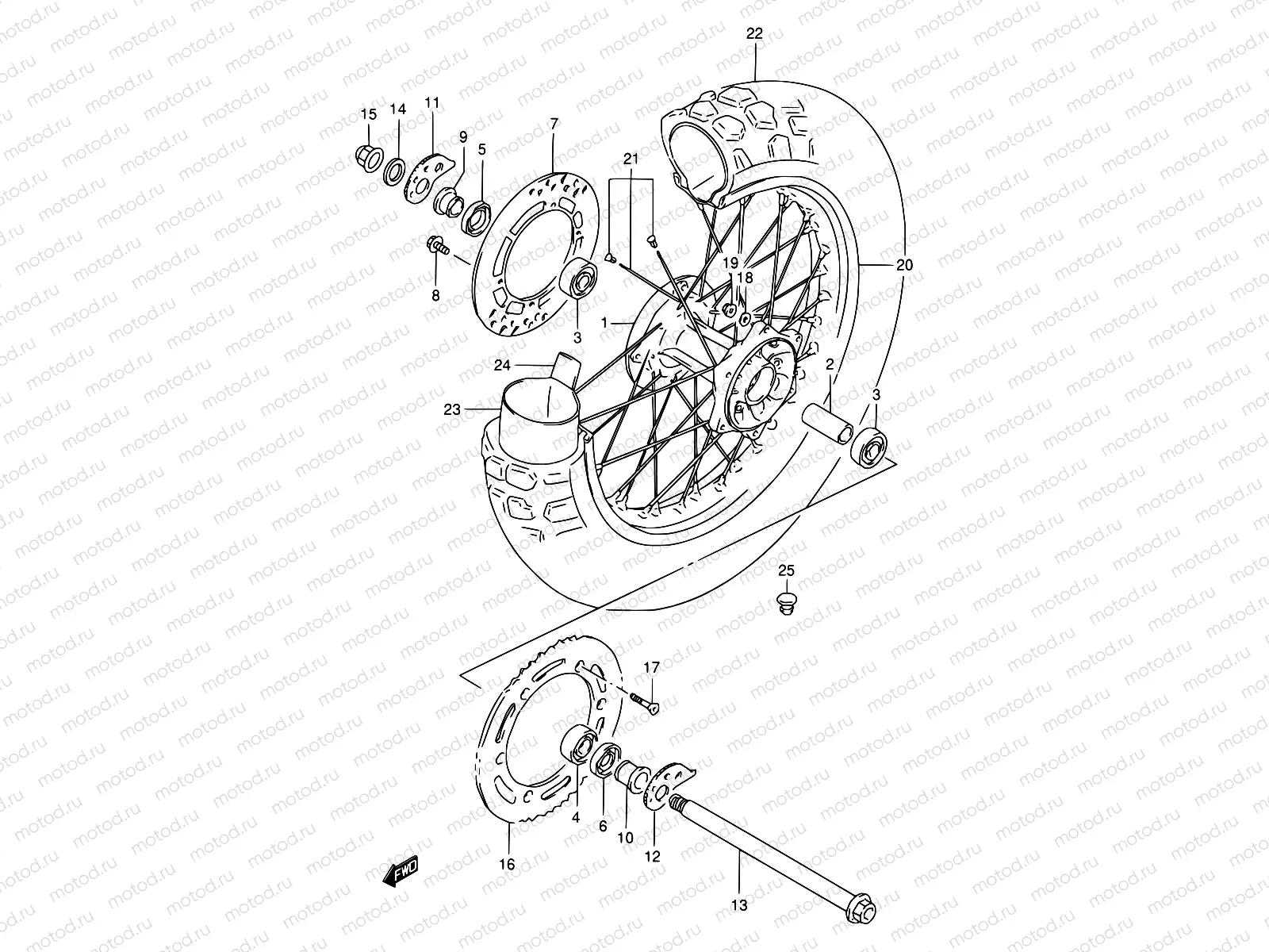 53A - REAR WHEEL (MODEL T/V/W/X)