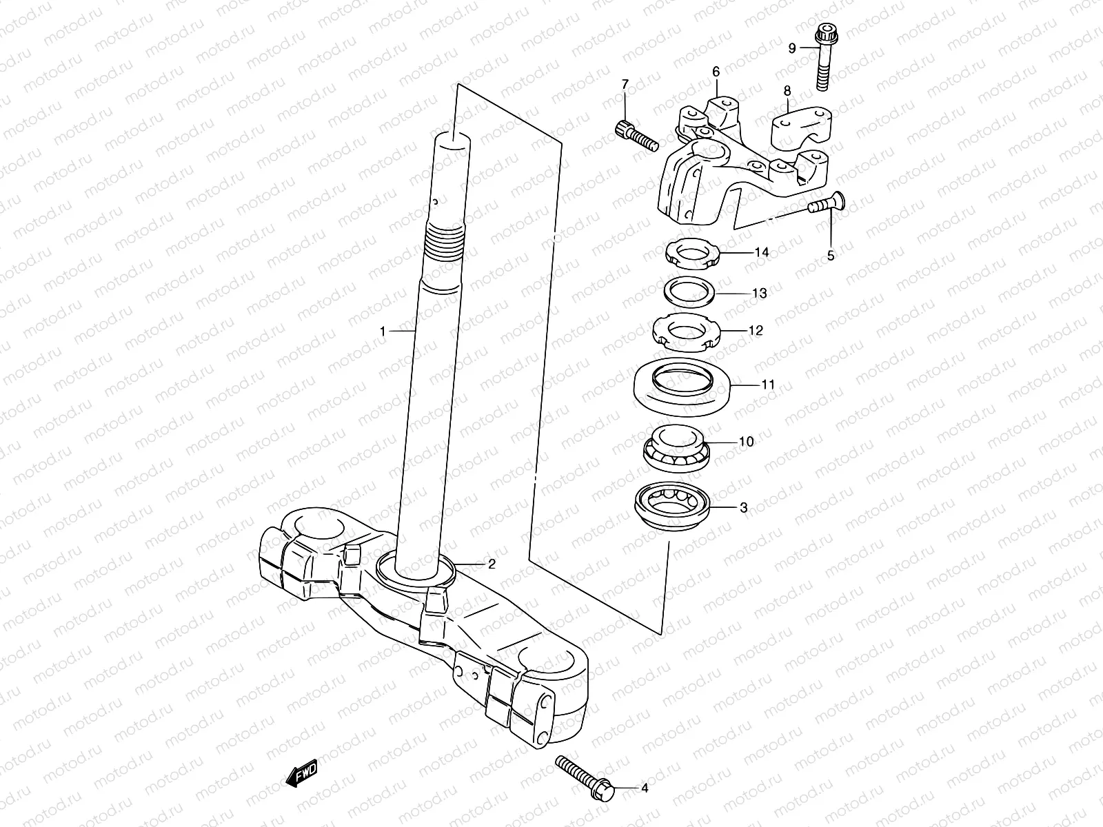 53A - STEERING STEM (MODEL Y/K1/K2)