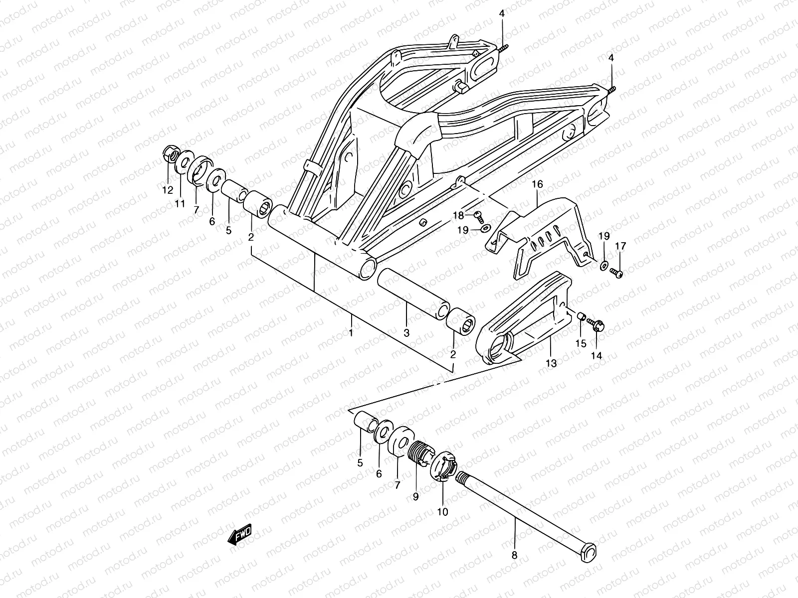53B - REAR SWINGING ARM (MODEL P/R/T)