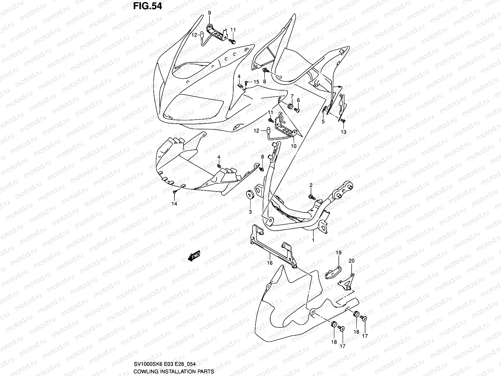 54 - COWLING INSTALLATION PARTS (SV1000S)