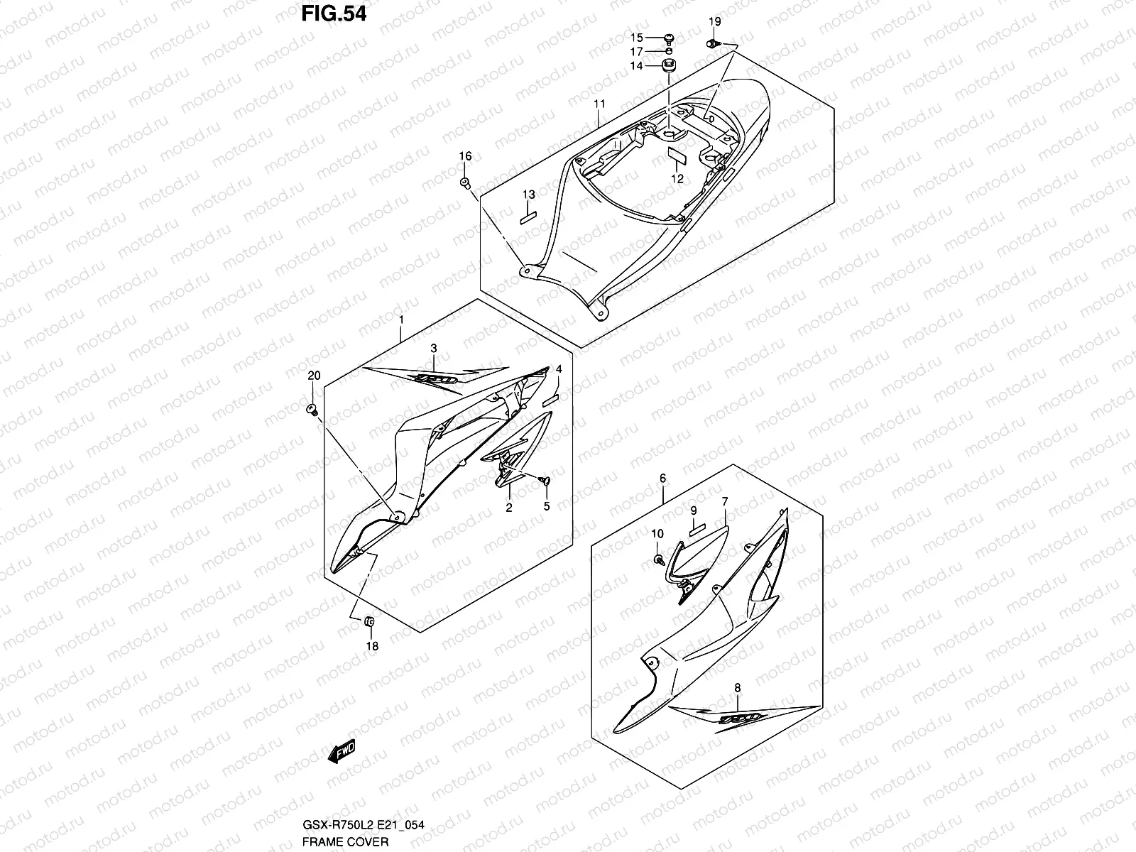 54 - FRAME COVER (GSX-R750L2 E21:YVB)