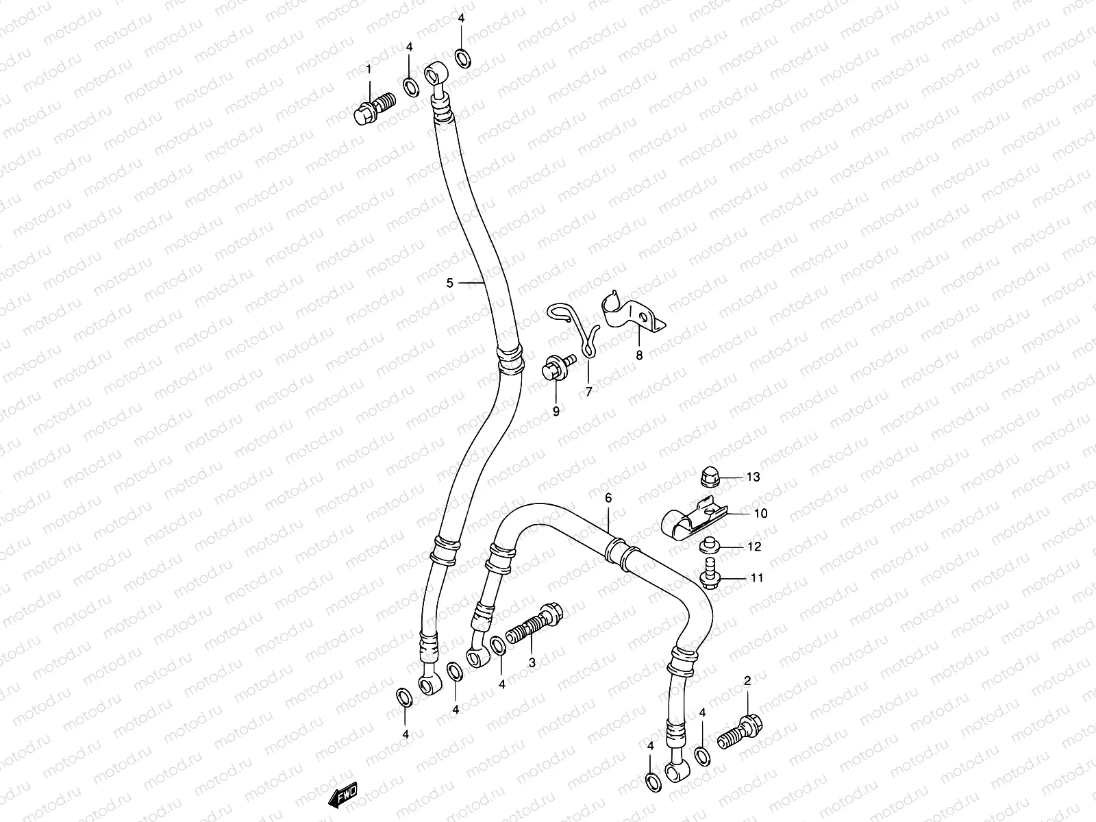 54 - FRONT BRAKE HOSE (MODEL P/R)