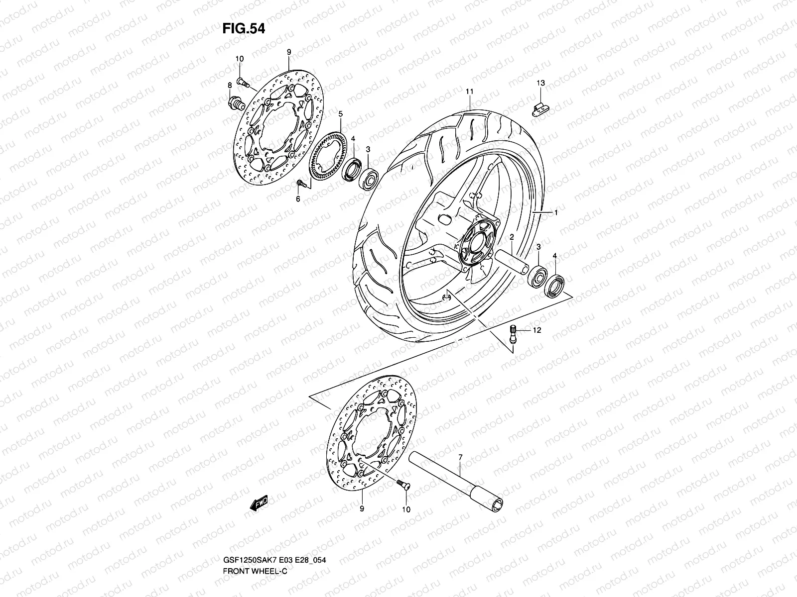 54 - FRONT WHEEL (GSF1250SAK7/SAK8/SAK9)