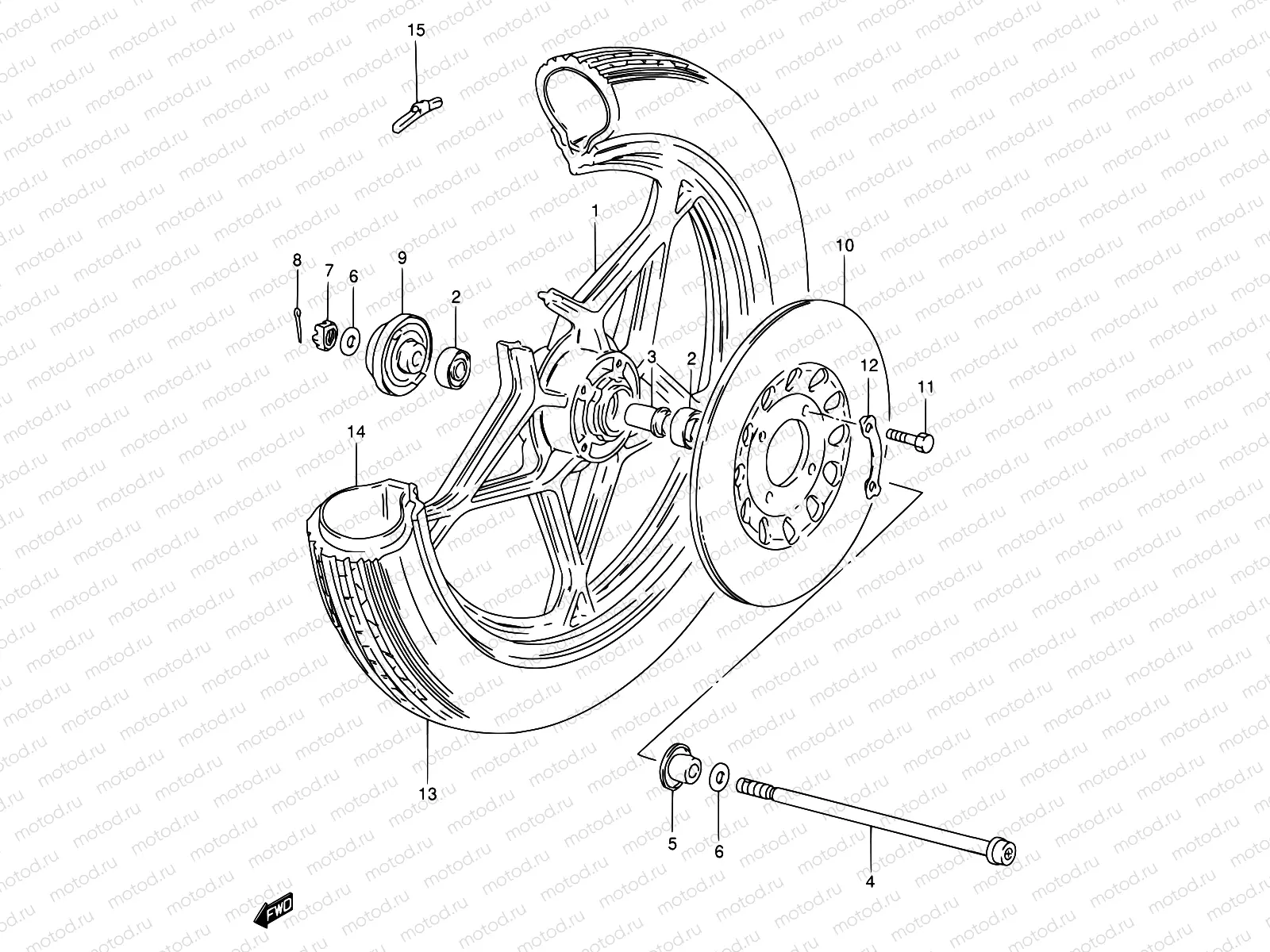 54 - FRONT WHEEL (SEE NOTE)