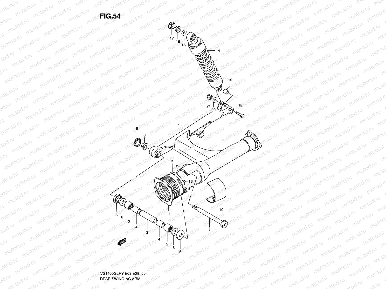 54 - REAR SWINGING ARM (MODEL T/V/W/X/Y)