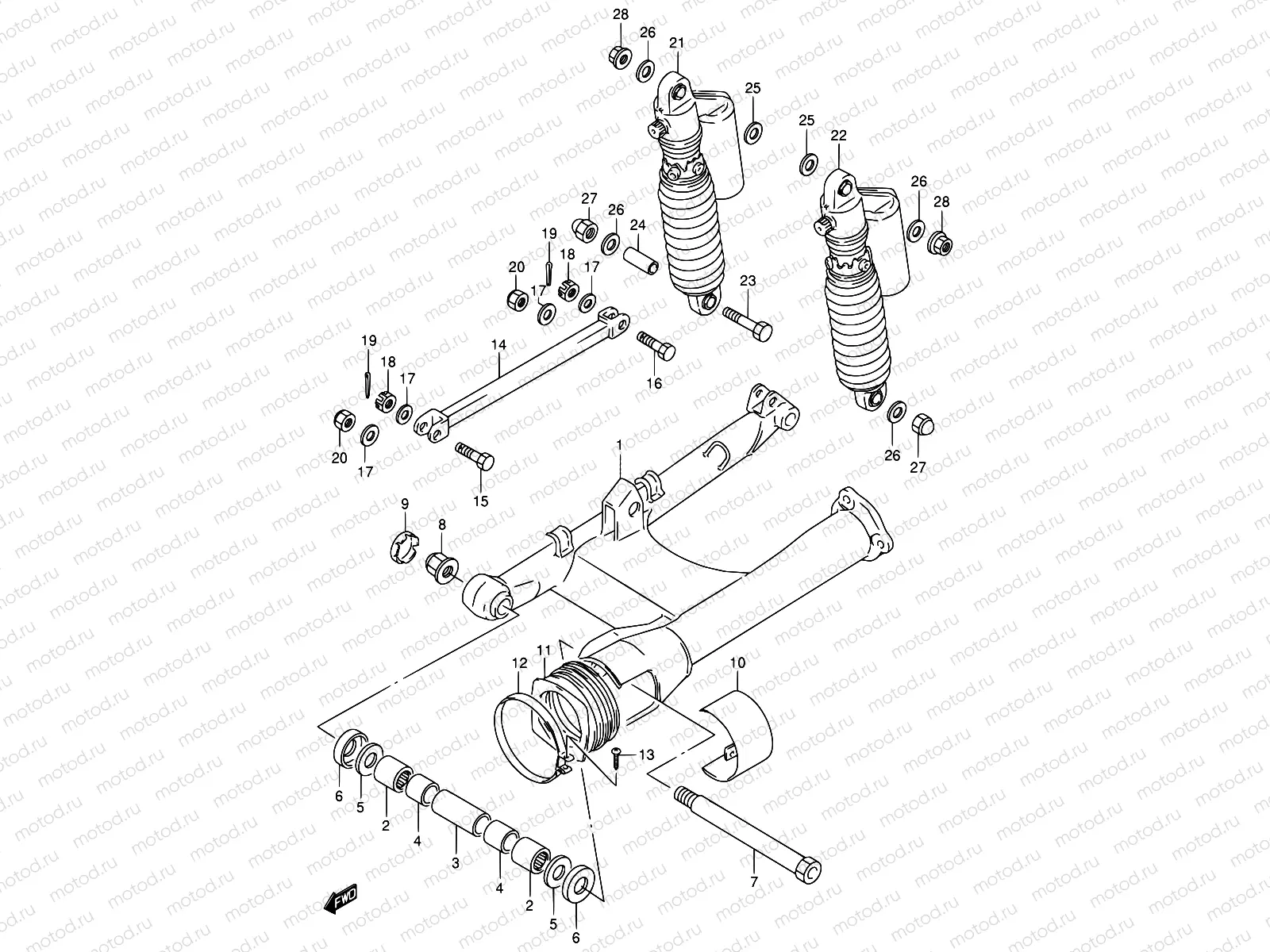 54 - REAR SWINGING ARM (SEE NOTE)