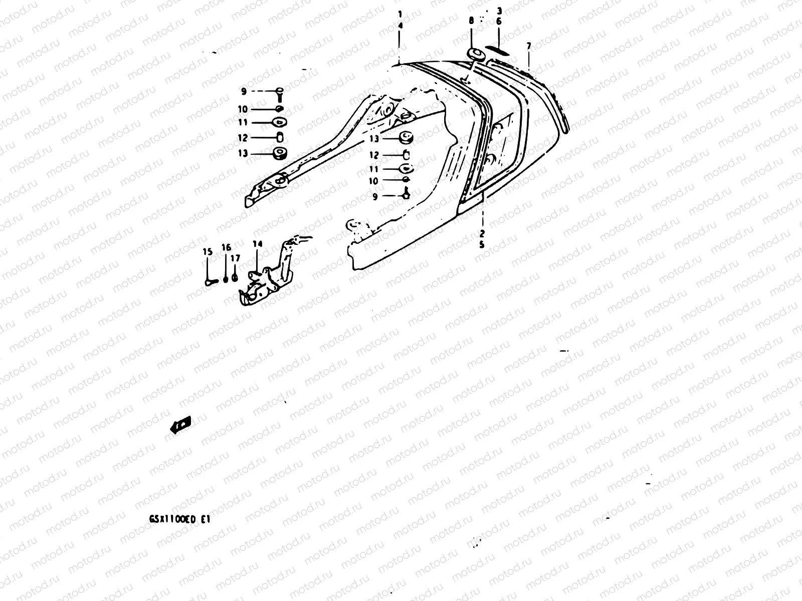 54 - SEAT TAIL COVER (GSX1100ESD)