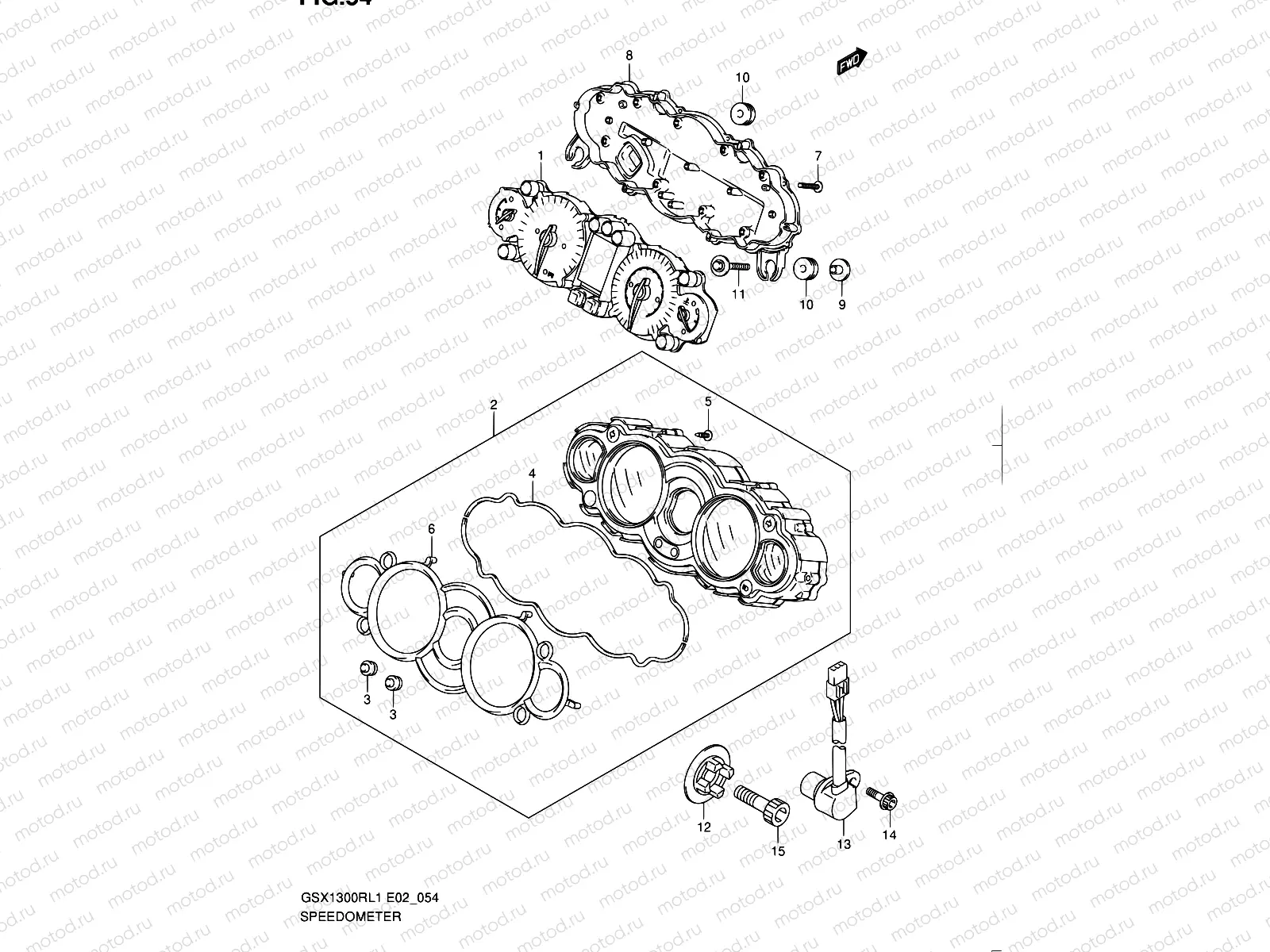 54 - SPEEDOMETER (GSX1300RL1 E51)