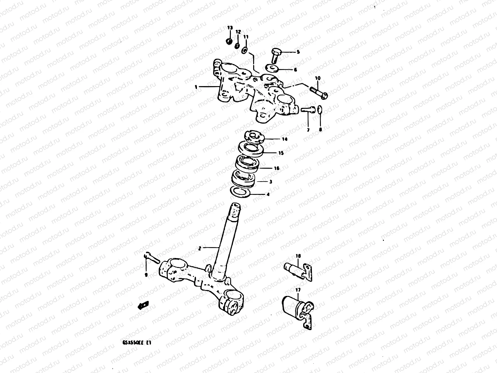 54 - STEERING STEM (GSX550ESD/ESE/EFE)
