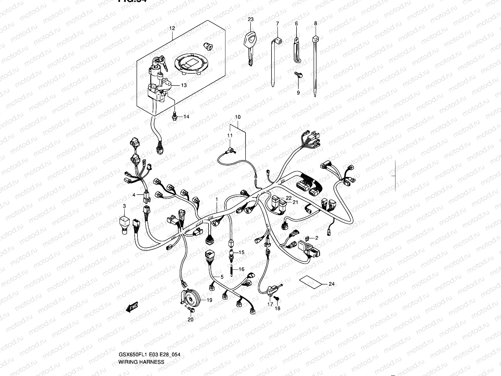 54 - WIRING HARNESS (GSX650FL1 E33)