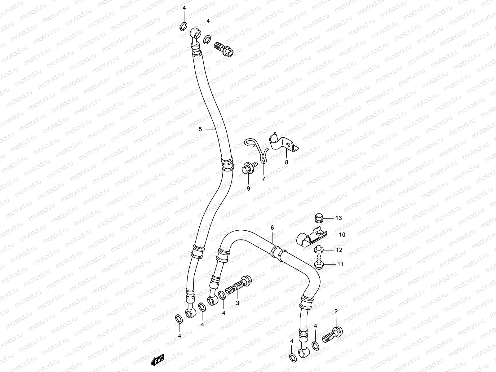 54A - FRONT BRAKE HOSE (MODEL S/T/V/W)