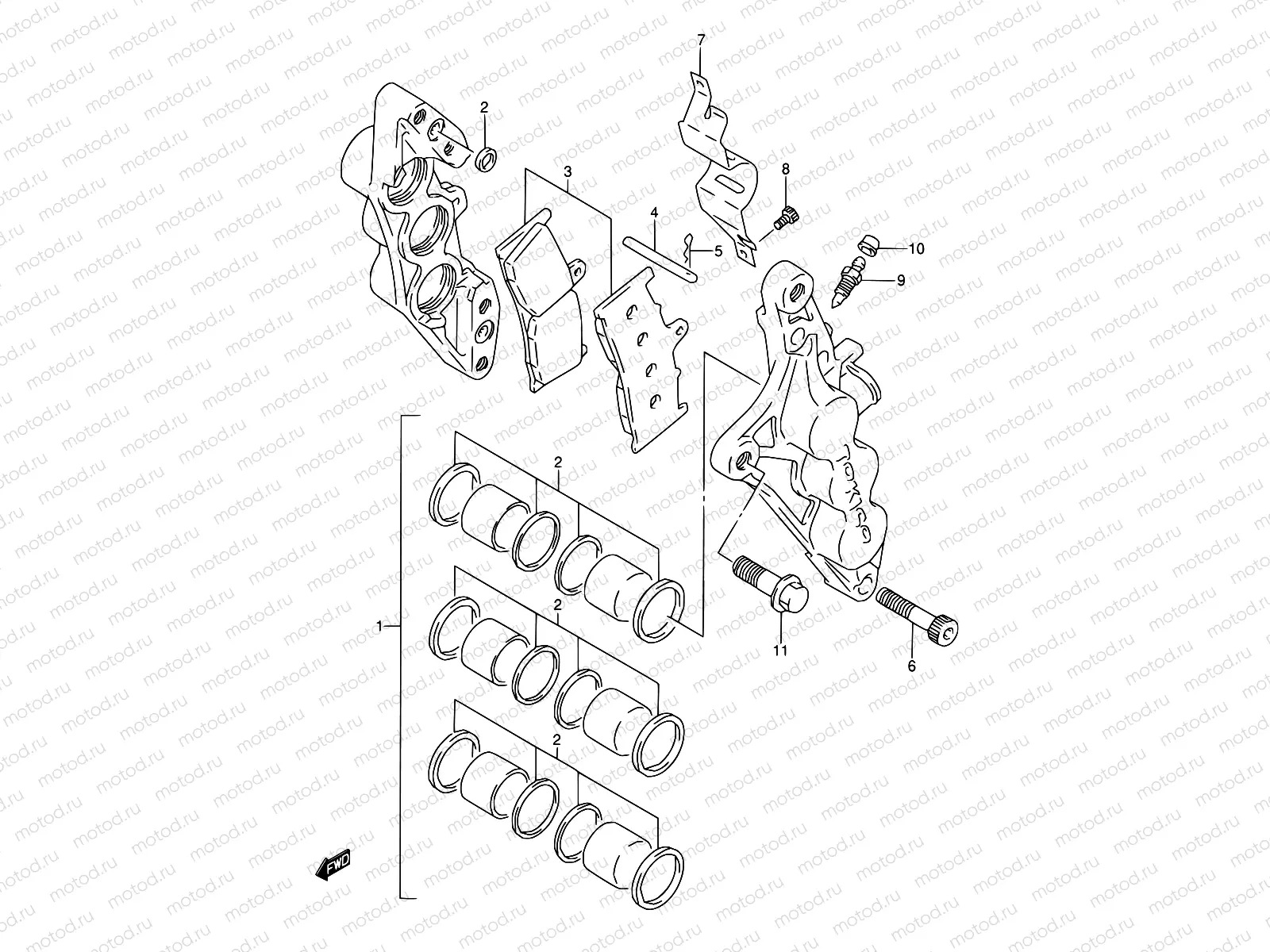 54A - FRONT CALIPERS (MODEL S/T/V/W)