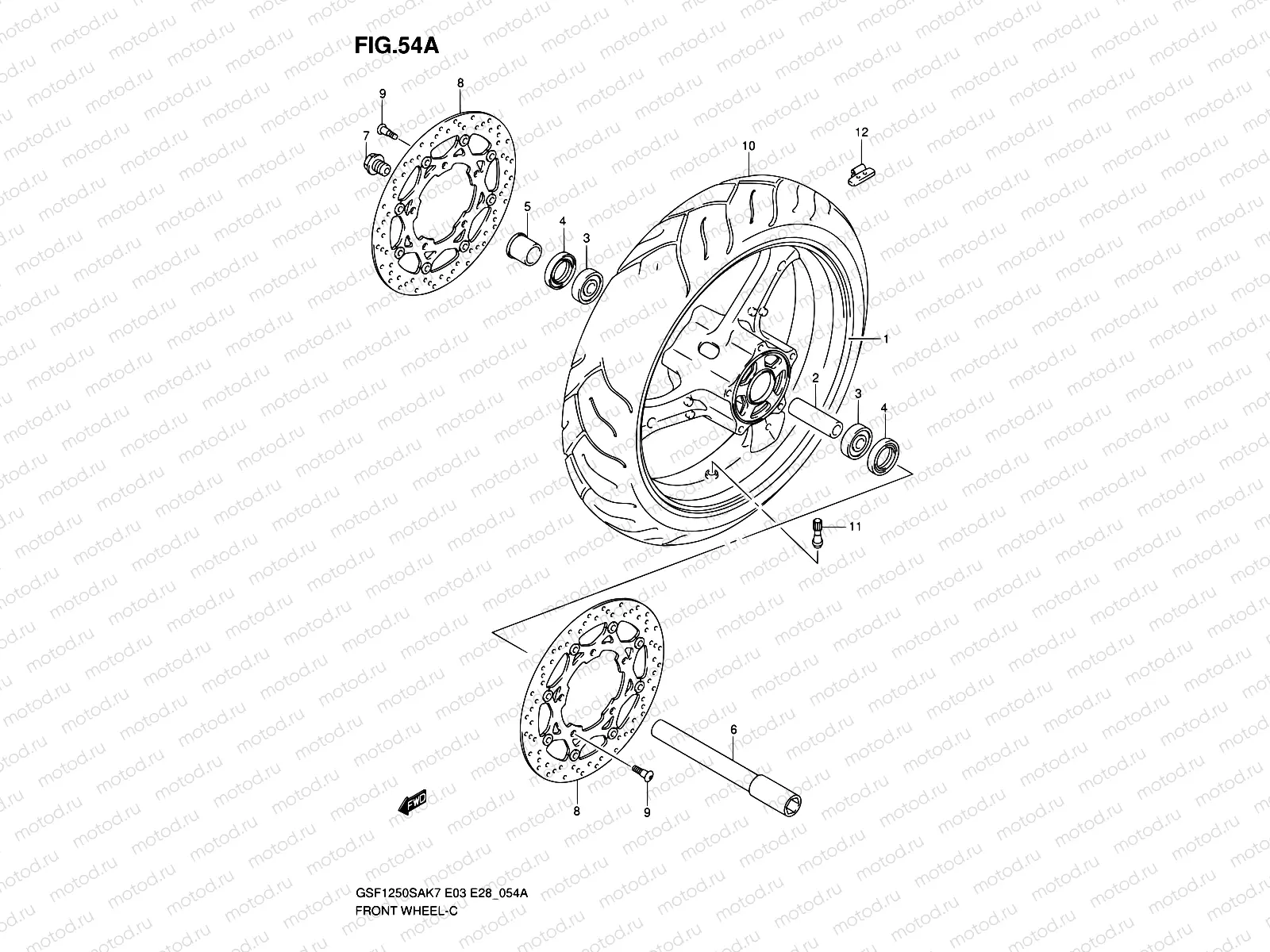 54A - FRONT WHEEL (GSF1250SK7/SK8/SK9)