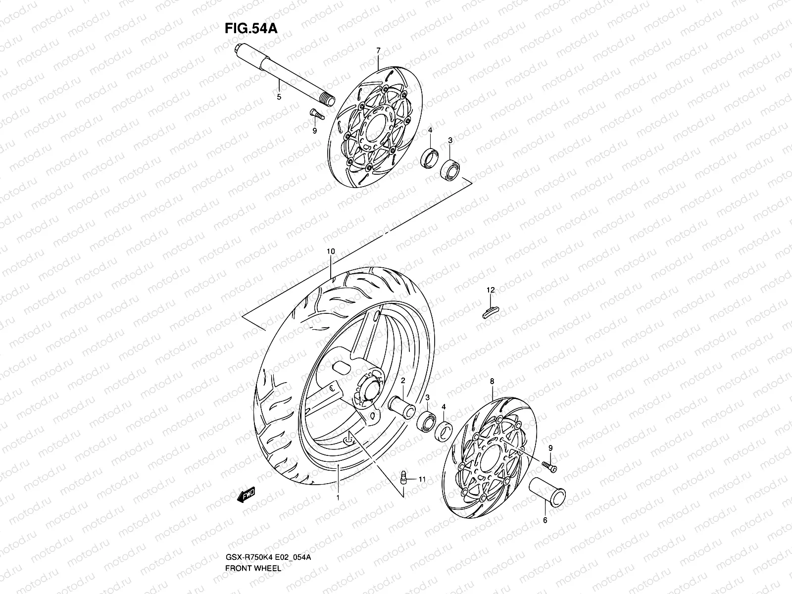 54A - FRONT WHEEL (GSX-R750XK5/U2XK5)