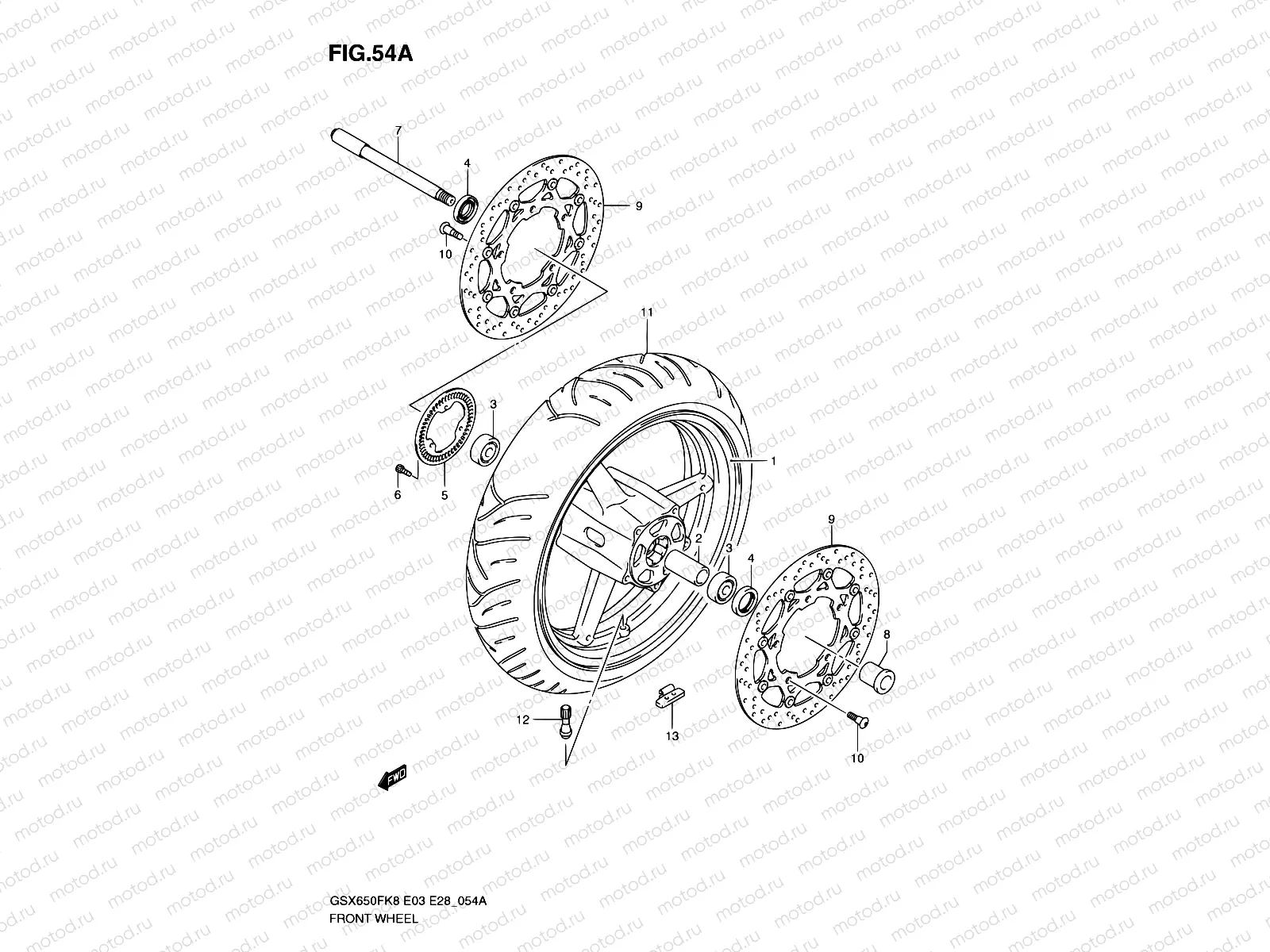 54A - FRONT WHEEL (GSX650FAK9/FAL0)