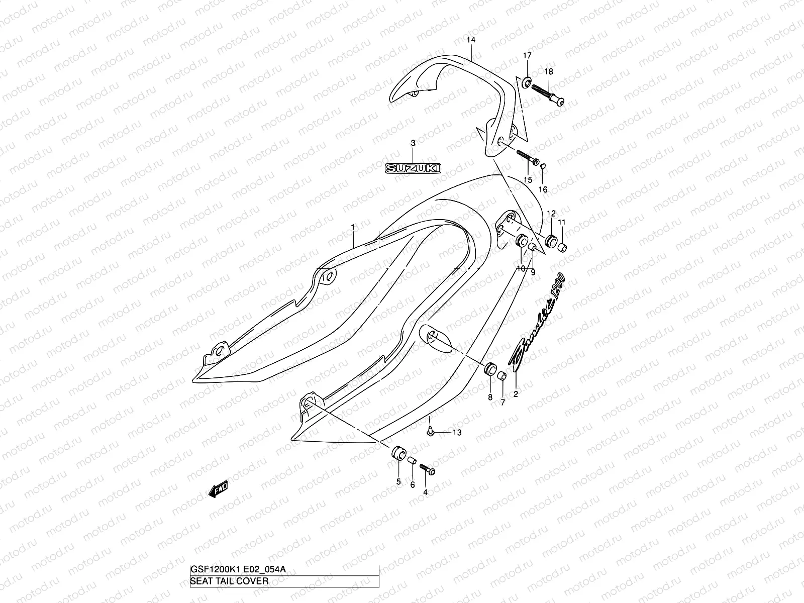 54A - SEAT TAIL COVER (GSF1200K2)