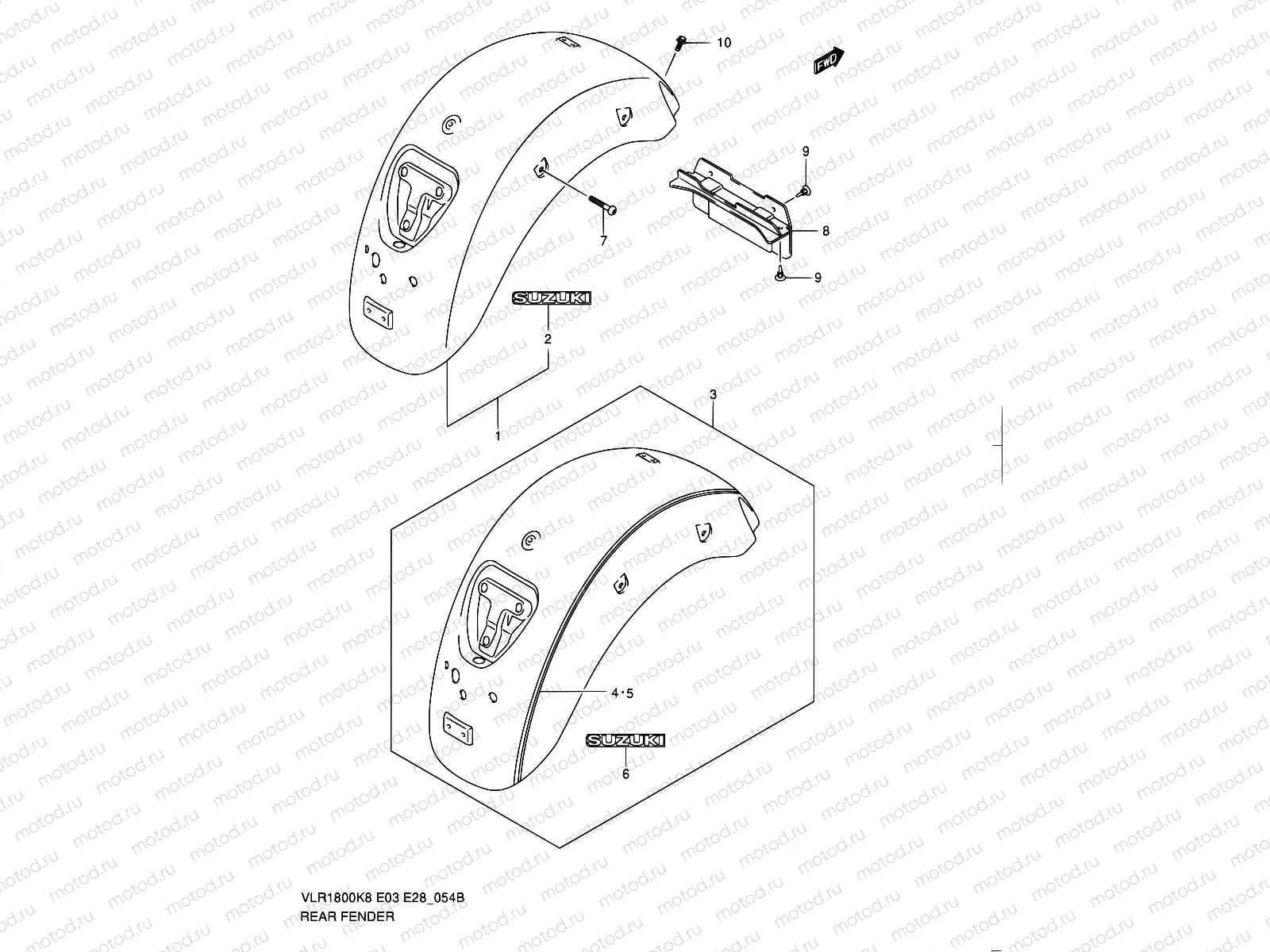 54B - REAR FENDER (MODEL L0)