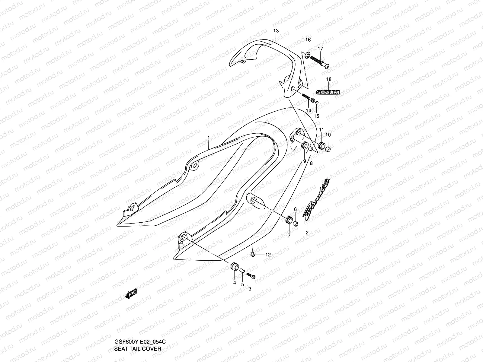 54C - SEAT TAIL COVER (GSF600K2/UK2)