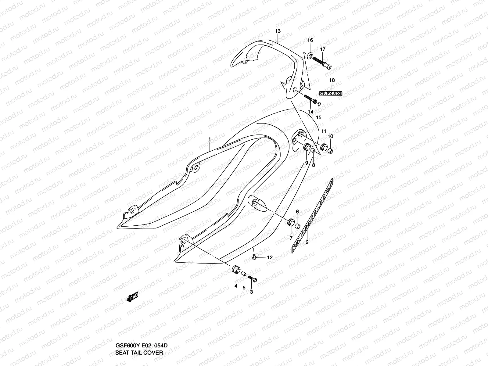 54D - SEAT TAIL COVER (GSF600SK2/SUK2)